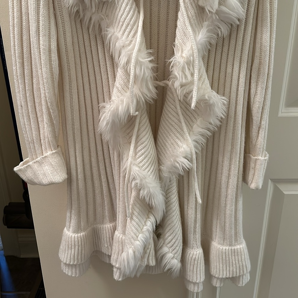Alfani ivory sweater with faux fur trim, size 2X - Picture 4 of 11